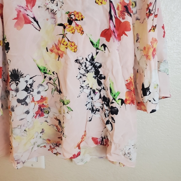 Club Monaco Silk Floral Pink Peasant Chiffon Blouse Top XS - Picture 4 of 4